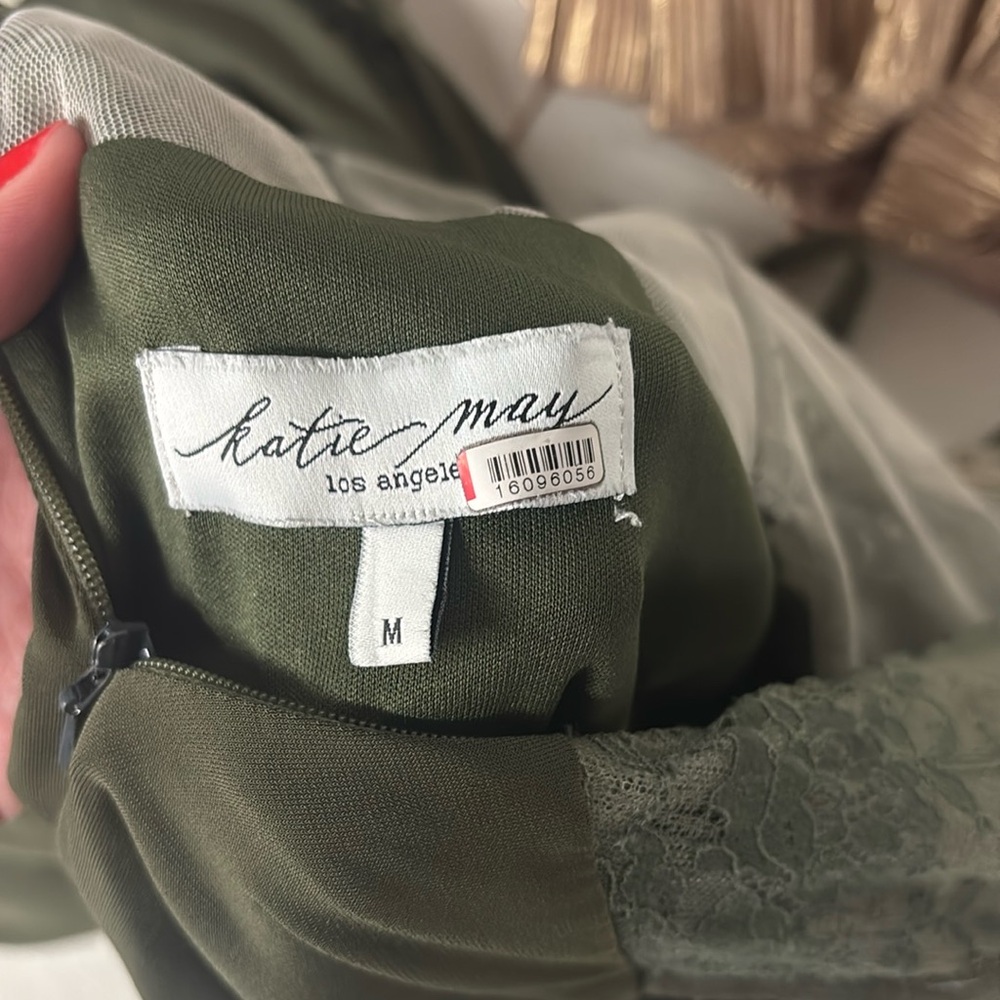 Sz M RTR 
Katie May
Willow Gown Olive Corset Floor Length Dress Lace ruffle slit - Picture 9 of 9